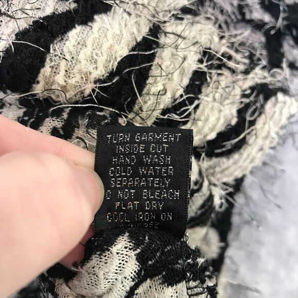 Mirror Image Cardigan Womens 1X Black Ivory Eyelash Knit Button Langenlook Artsy - Picture 8 of 11